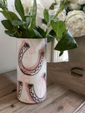 Ceramic Equestrian Tall Vase - Horseshoes & Show Ribbons