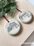 Ceramic Hand-Etched Equestrian Ornament with Velvet Ribbon