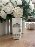 Ceramic Hand-Etched Equestrian Everyday Tall Vase