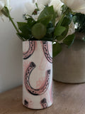 Ceramic Equestrian Tall Vase - Horseshoes & Show Ribbons