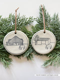 Ceramic Hand-Etched Equestrian Ornament with Velvet Ribbon