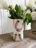 Ceramic Equestrian Tall Vase - Horseshoes & Show Ribbons