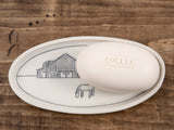 Ceramic Hand-Etched Equestrian Small Oval Dish