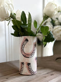 Ceramic Equestrian Tall Vase - Horseshoes & Show Ribbons