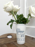 Ceramic Hand-Etched Equestrian Everyday Tall Vase