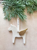 Personalized Ceramic Dala Horse Ornament with Angel Wing