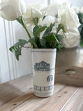 Ceramic Hand-Etched Equestrian Everyday Tall Vase