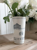 Ceramic Hand-Etched Equestrian Everyday Tall Vase